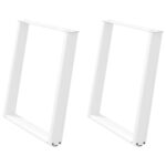 vidaXL Nohy jedálenského stola v tvare U 2 ks Biela 80x(72-73) cm Oceľ – Obrázok 2