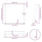 vidaXL Nohy jedálenského stola v tvare U 2 ks Biela 80x(72-73) cm Oceľ – Obrázok 10