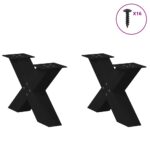 vidaXL Nohy konferenčného stolíka X-Shaped 2 ks Čierna 60x(30-31) cm – Obrázok 3