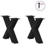 vidaXL Nohy konferenčného stolíka v tvare X, 2 ks, čierne, 50 x (42-43) cm, oceľové – Obrázok 3