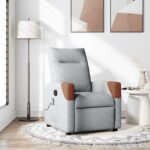 vidaXL Sklápacie masážne kreslo bledosivé látka