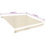 vidaXL Tieniaca plachta na markízu, krémová 6x3 m (bez rámu) – Obrázok 5