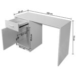 vidaXL Písací stôl so zásuvkou a skrinkou, biely 100x40x73 cm – Obrázok 6