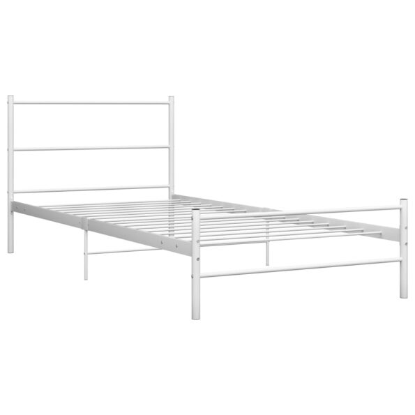 vidaXL Posteľný rám, biely, kov 90x200 cm – Obrázok 2
