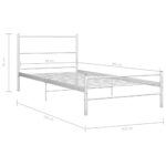 vidaXL Posteľný rám, biely, kov 90x200 cm – Obrázok 7