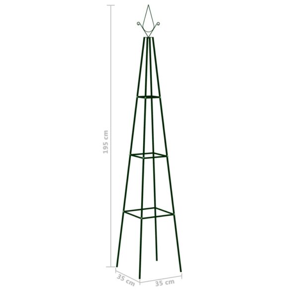 vidaXL Stojany na popínavé kvety 2 ks, tmavozelené 35x35x195cm, železo – Obrázok 5