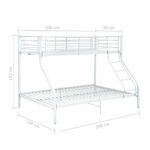 vidaXL Rám poschodovej postele biely kovový 140x200/90x200 cm – Obrázok 7