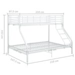 vidaXL Rám poschodovej postele biely kovový 140x200/90x200 cm – Obrázok 8