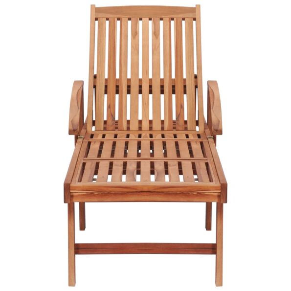 vidaXL Záhradné ležadlo so sivou podložkou tíkový masív – Obrázok 4