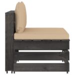 vidaXL Sekčná stredová pohovka s vankúšmi sivá impregnované drevo – Obrázok 2