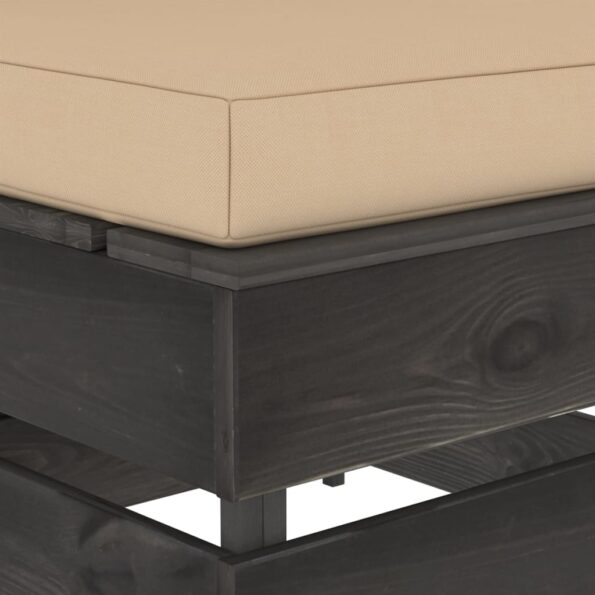 vidaXL Sekčná stredová pohovka s vankúšmi sivá impregnované drevo – Obrázok 5