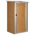 vidaXL Záhradný domček hnedý 118,5x97x209,5 cm pozinkovaná oceľ – Obrázok 2