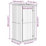 vidaXL Záhradný domček hnedý 118,5x97x209,5 cm pozinkovaná oceľ – Obrázok 8