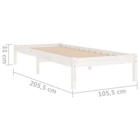 vidaXL Posteľný rám biely borovicový masív 100x200 cm – Obrázok 8