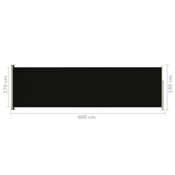 vidaXL Zaťahovacia bočná markíza 180x600 cm čierna – Obrázok 8