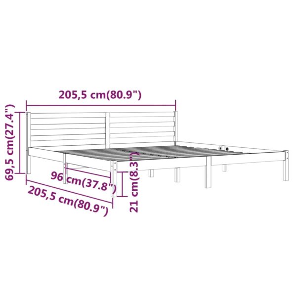 vidaXL Rám postele masívna borovica 200x200 cm biely – Obrázok 8