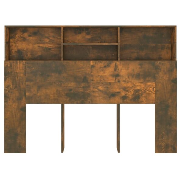 vidaXL Čelo postele so skrinkou dymový dub 140x19x103,5 cm – Obrázok 5