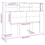 vidaXL Čelo postele so skrinkou dymový dub 140x19x103,5 cm – Obrázok 7