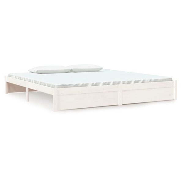 vidaXL Posteľný rám biely masívne drevo 200x200 cm – Obrázok 2