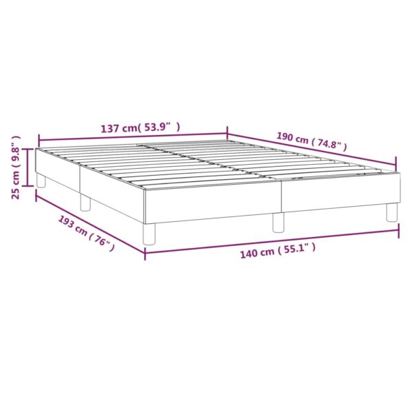 vidaXL Rám na boxspring posteľ tmavosivý 140x190 cm zamat – Obrázok 9