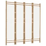 vidaXL Skladací 4-panelový paraván 160 cm bambus a plátno – Obrázok 3
