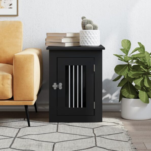 vidaXL Nábytková prepravka pre psa čierna 45x62x59 cm kompozitné drevo – Obrázok 3