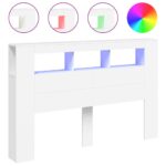vidaXL Čelo s LED biele 160x18,5x103,5 cm kompozitné drevo – Obrázok 2