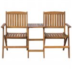 vidaXL Skladacia záhradná lavička so stolíkom 140 cm, akáciový masív – Obrázok 2