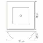 vidaXL Štvorcové keramické umývadlo, biele, 41.5x41.5x12 cm – Obrázok 5