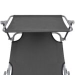 vidaXL Skladacie ležadlo so strieškou, oceľ, sivé – Obrázok 4