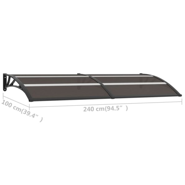 vidaXL Vchodová strieška, čierna 240x100 cm, PC – Obrázok 6