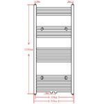 Čierny rebríkový radiátor na centrálne vykurovanie, rovný 500x1160 mm – Obrázok 9