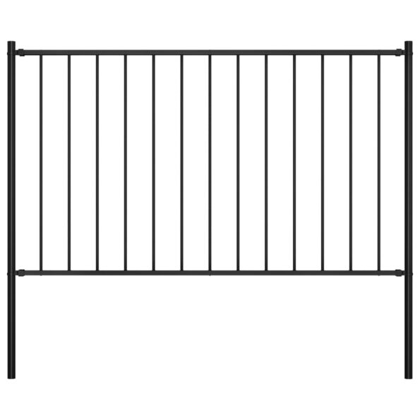 VXL8719883670416_a_en_hd_1.jpg vidaXL Plotový panel so stĺpikmi, práškovaná oceľ 1,7x0,75 m, čierny – Obrázok 1