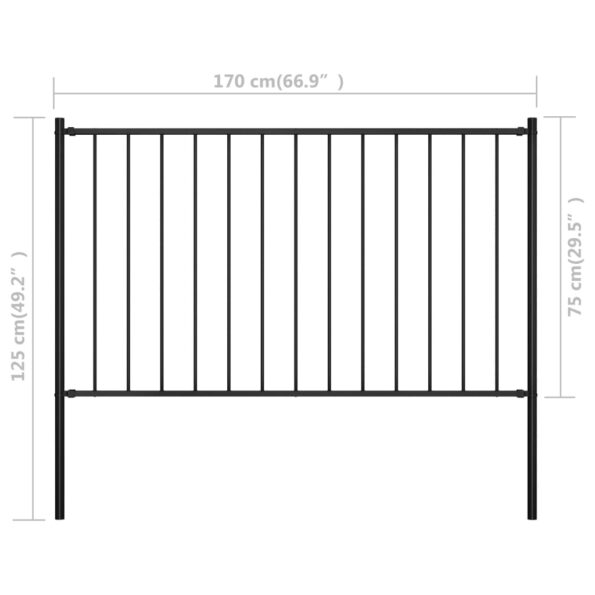 VXL8719883670416_g_en_hd_3.jpg vidaXL Plotový panel so stĺpikmi, práškovaná oceľ 1,7x0,75 m, čierny – Obrázok 4
