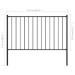 vidaXL Plotový panel so stĺpikmi práškovaná oceľ 1,7x1,25 m čierny – Obrázok 4