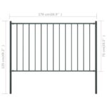 vidaXL Plotový panel so stĺpikmi, práškovaná oceľ 1,7x0,75 m, antracitový – Obrázok 4