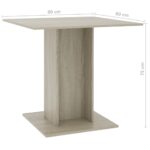 vidaXL Jedálenský stôl, dub sonoma 80x80x75 cm, kompozitné drevo – Obrázok 6