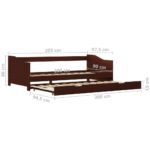 vidaXL Rám rozkladacej pohovky tmavohnedý 90x200 cm borovicové drevo – Obrázok 8