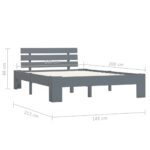 vidaXL Posteľný rám, sivý, borovicový masív 140x200 cm – Obrázok 7
