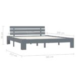 vidaXL Posteľný rám s čelom sivý 160x200 cm borovicový masív – Obrázok 7