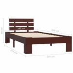 vidaXL Posteľný rám, tmavohnedý, borovicový masív 100x200 cm – Obrázok 7