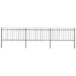 vidaXL Záhradný plot s oblúkovým zakončením, oceľ 5,1x1 m, čierny