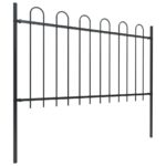 vidaXL Záhradný plot s oblúkovým zakončením, oceľ 5,1x1 m, čierny – Obrázok 2