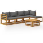 vidaXL 5-dielna záhradná sedacia súprava s vankúšmi akáciový masív