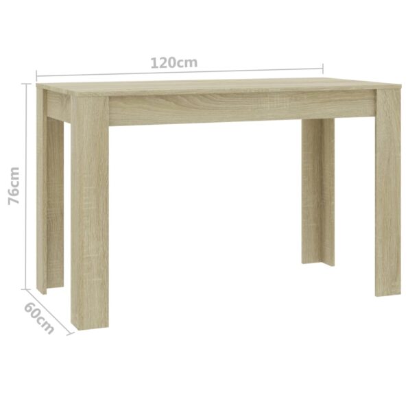 vidaXL Jedálenský stôl dub sonoma 120x60x76 cm drevotrieska – Obrázok 6
