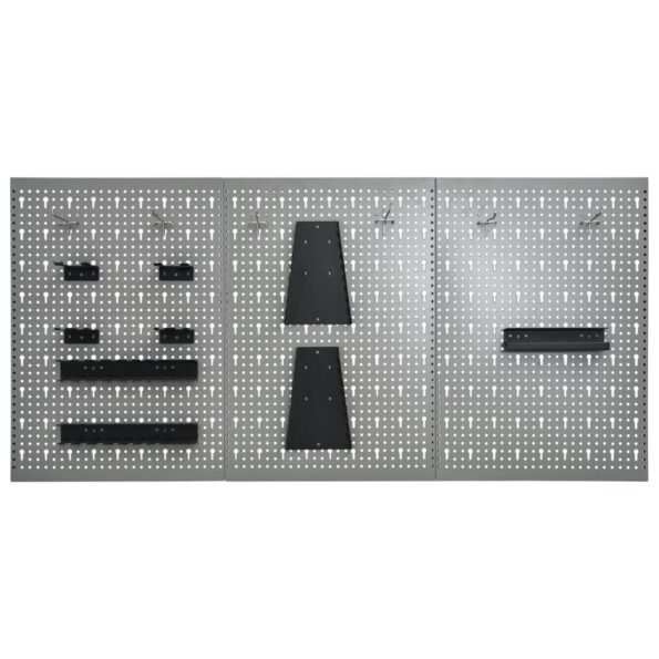vidaXL Nástenné závesné panely na náradie 3 ks 40x58 cm oceľové – Obrázok 3