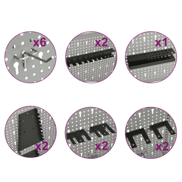 vidaXL Nástenné závesné panely na náradie 3 ks 40x58 cm oceľové – Obrázok 10