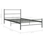 vidaXL Posteľný rám, sivý, kov 90x200 cm – Obrázok 7