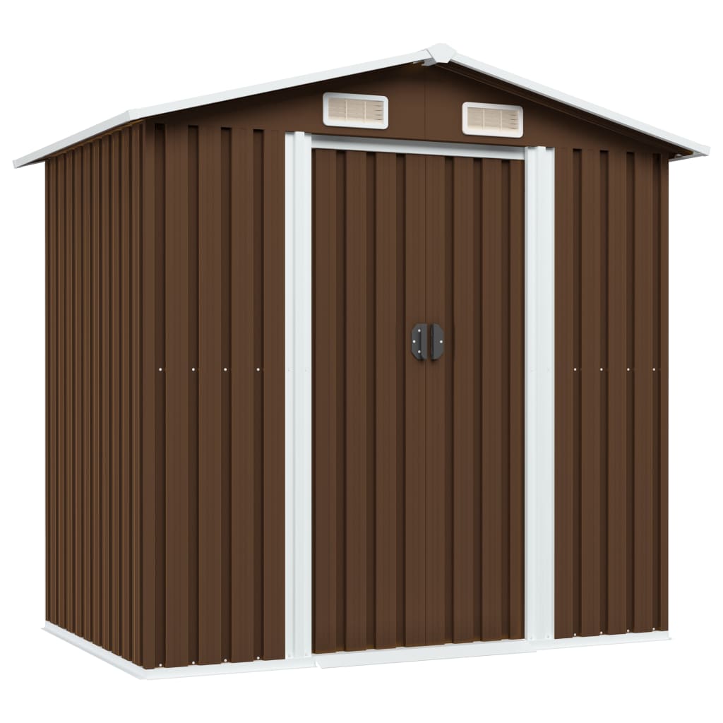 VXL8719883756714_a_en_hd_1.jpg vidaXL Záhradná kôlňa, hnedá 204x132x186 cm, oceľ – Obrázok 1
