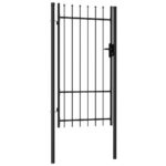 vidaXL Jednokrídlová plotová brána s hrotmi, oceľ 1x1,75 m, čierna – Obrázok 2